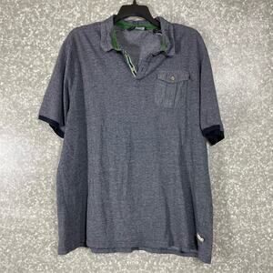 Sean John Gray Chambray Collar & Pocket Polo Shirt - Size 3XL - Short Sleeves
